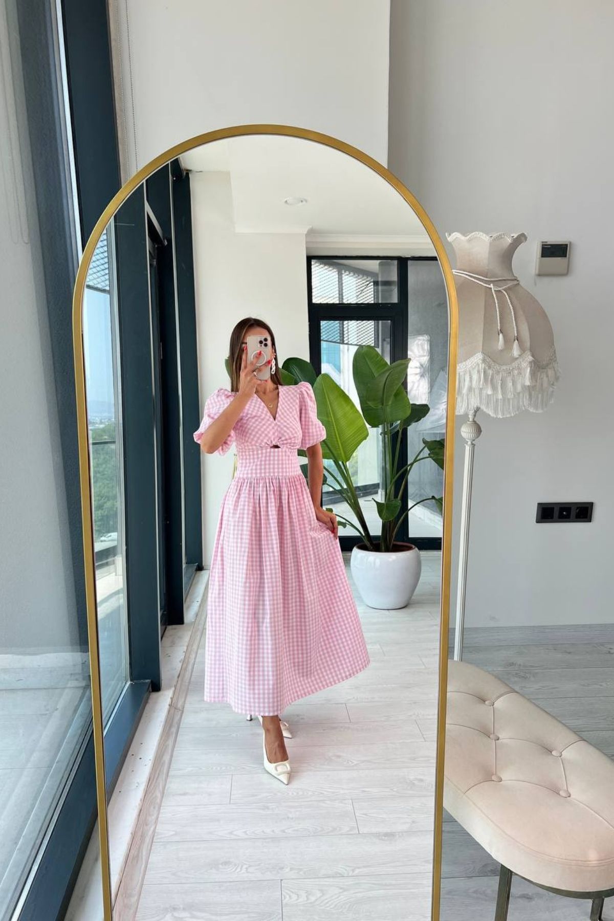 Pembe%20Pötikare%20Pamuklu%20Poplin%20Elbise