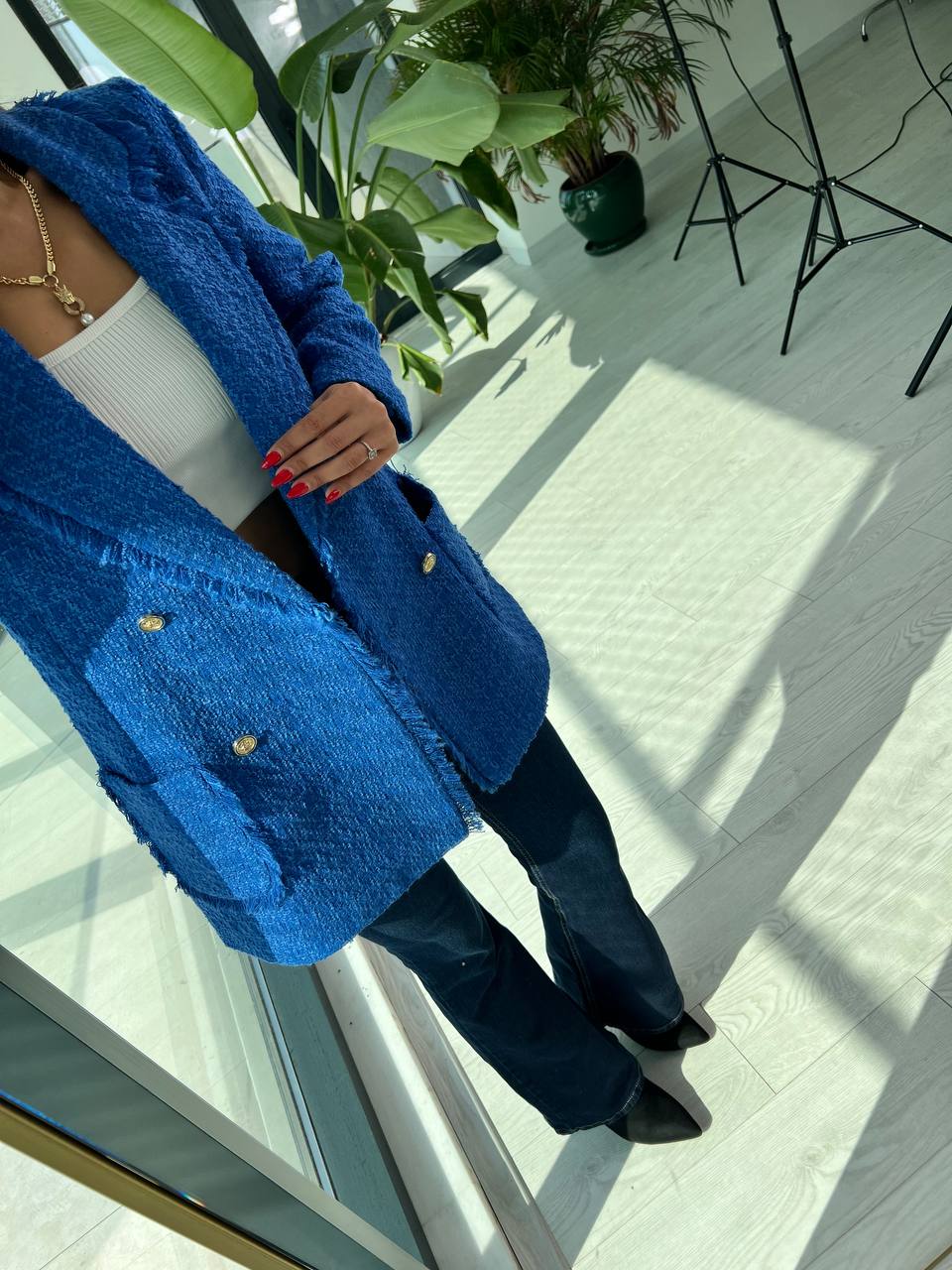 Saks Tasarım Püsküllü Astarlı Tüvid Blazer Ceket