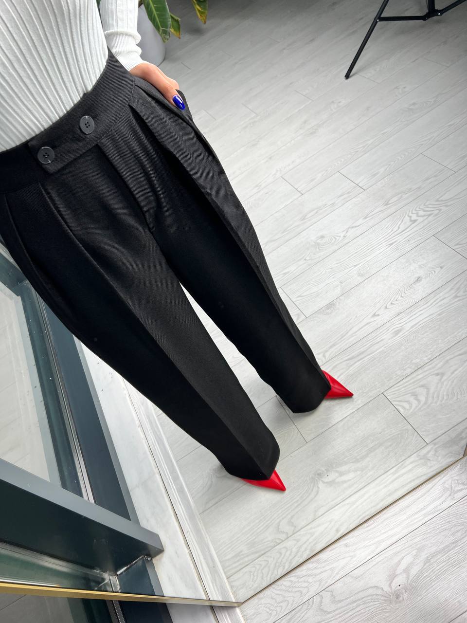 Siyah Yün Doku Premium Kalite Pantolon