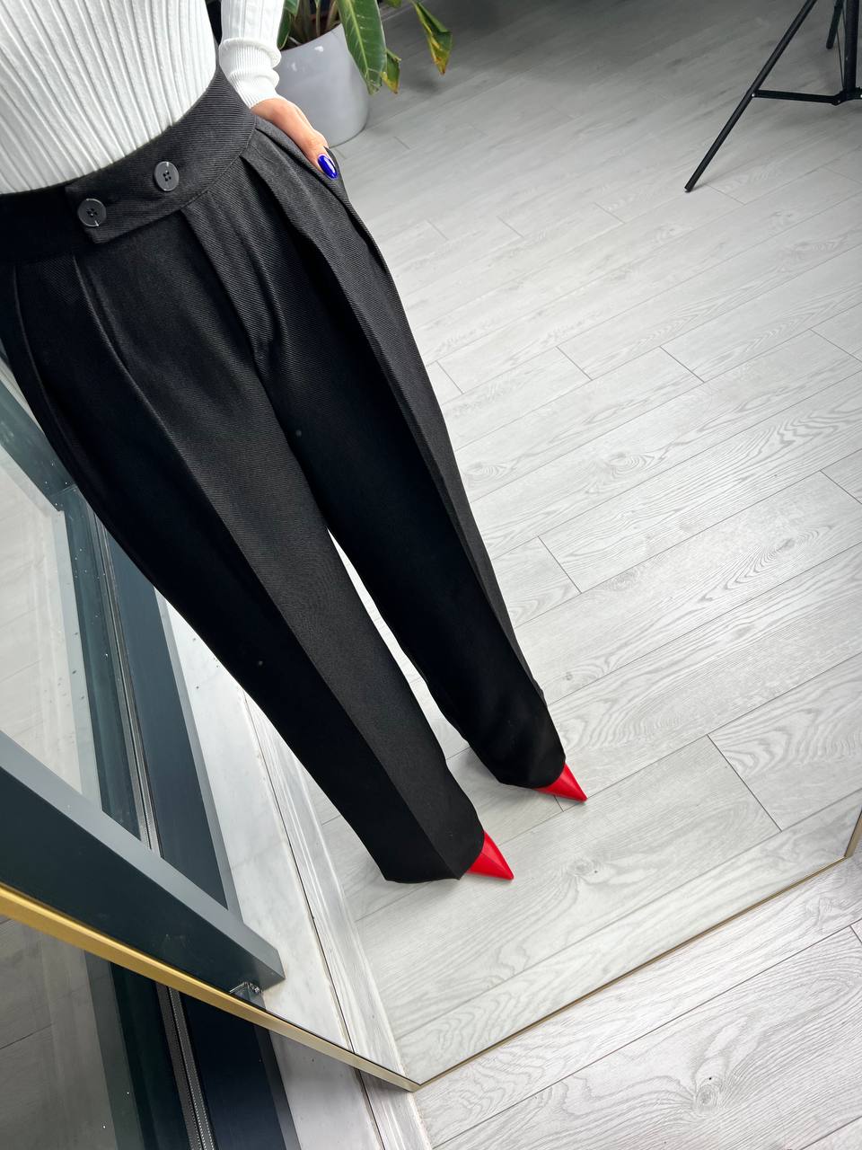 Siyah Yün Doku Premium Kalite Pantolon