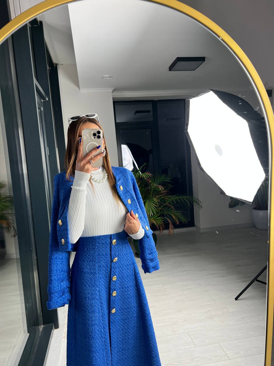 Saks Premium Kalite Lina Tuvid Takım Etek Ceket