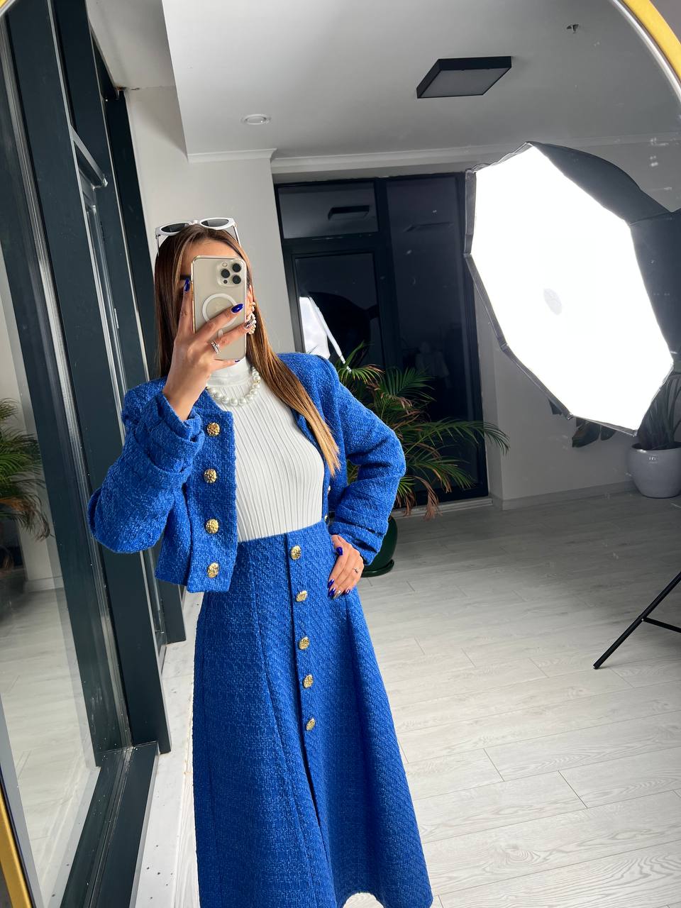 Saks Premium Kalite Lina Tuvid Takım Etek Ceket