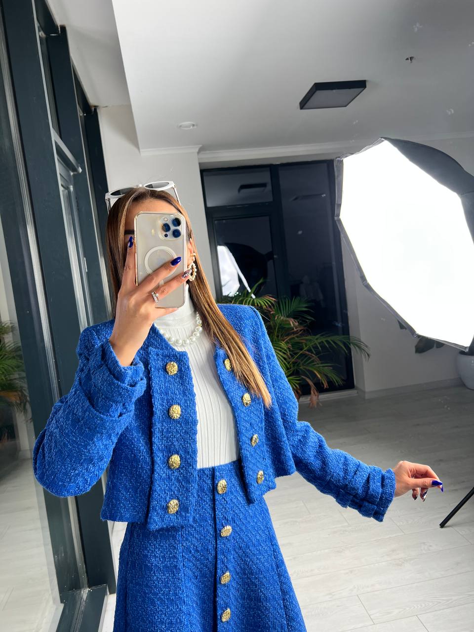 Saks Premium Kalite Lina Tuvid Takım Etek Ceket