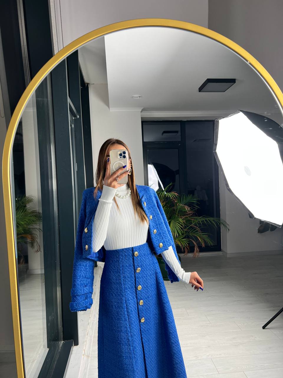 Saks Premium Kalite Lina Tuvid Takım Etek Ceket