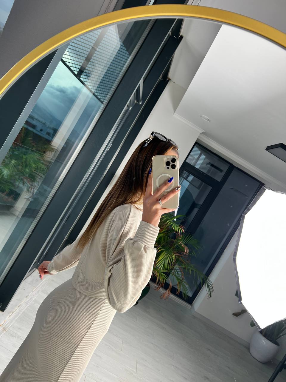 Taş%20Rengi Fitilli%20Kumaş%20Bolero%20Detay%20Elbise