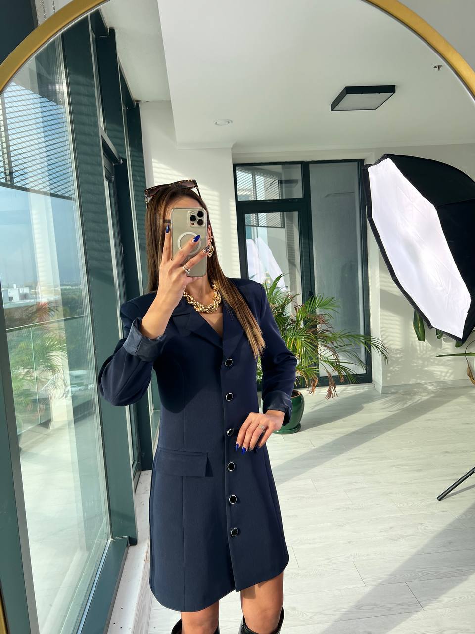 Lacivert Premium Kalite Astarlı Ceket Elbise