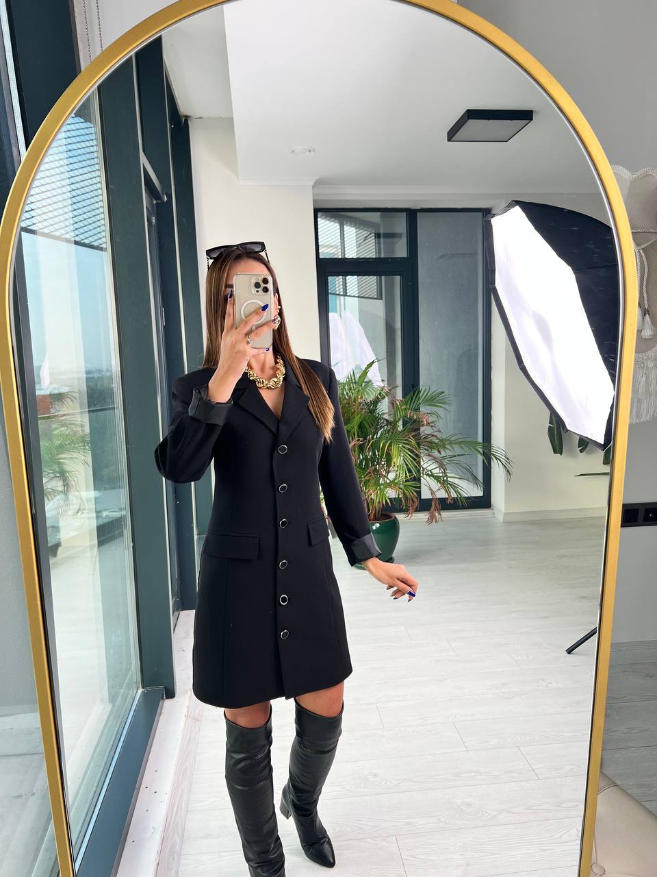 Siyah Premium Kalite Astarlı Ceket Elbise