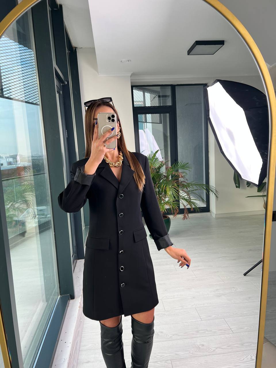 Siyah Premium Kalite Astarlı Ceket Elbise