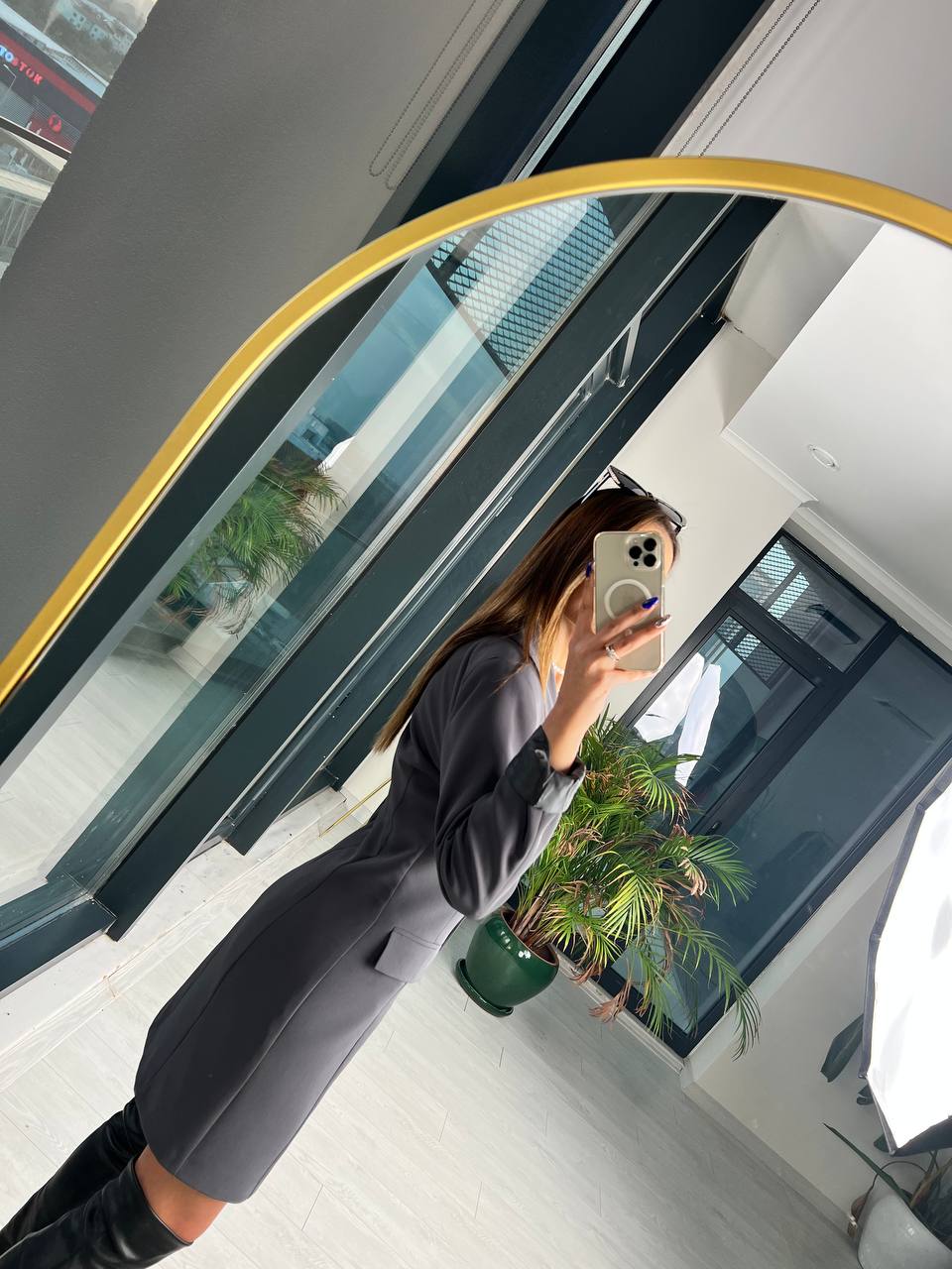 Antrasit Gri Premium Kalite Astarlı Ceket Elbise
