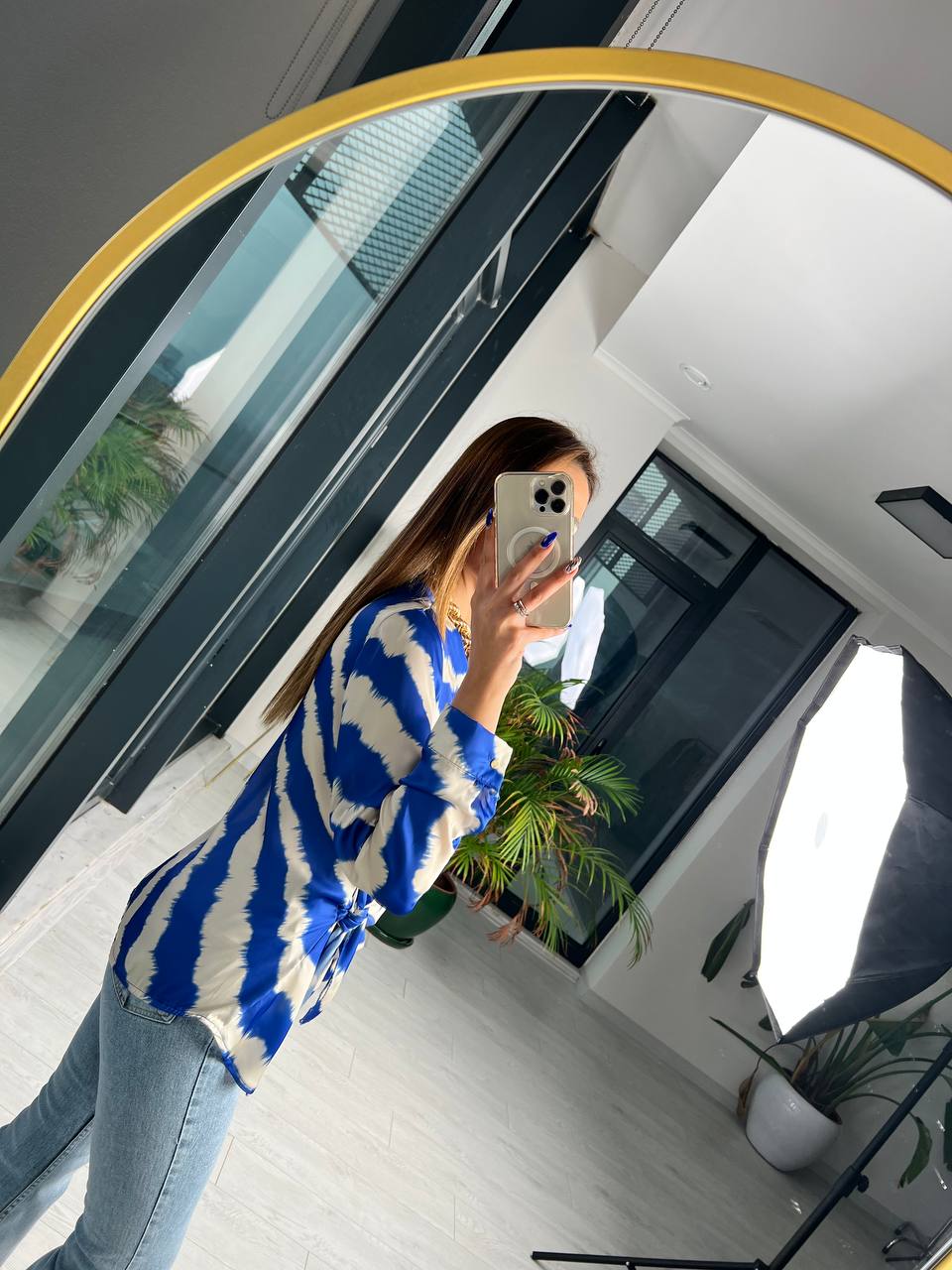 Saks Bağlamalı Lüks ipekli Saten Bluz