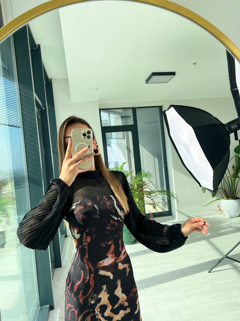 Tasarım%20Kolları%20Piliseli%20şifon%20Detaylı%20Elbise