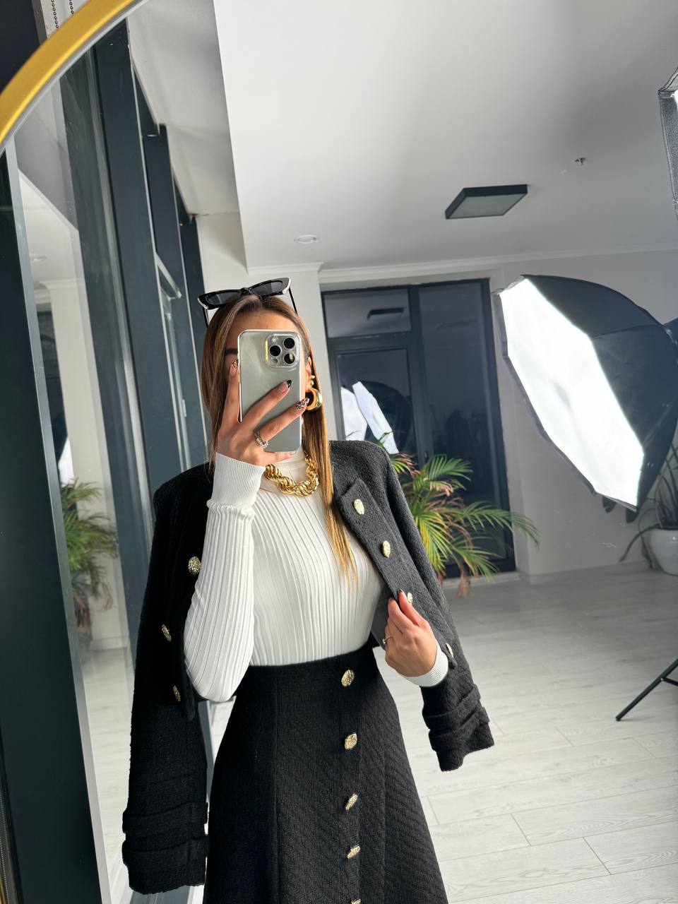 Siyah Premium Kalite Lina Tuvid Takım Etek Ceket