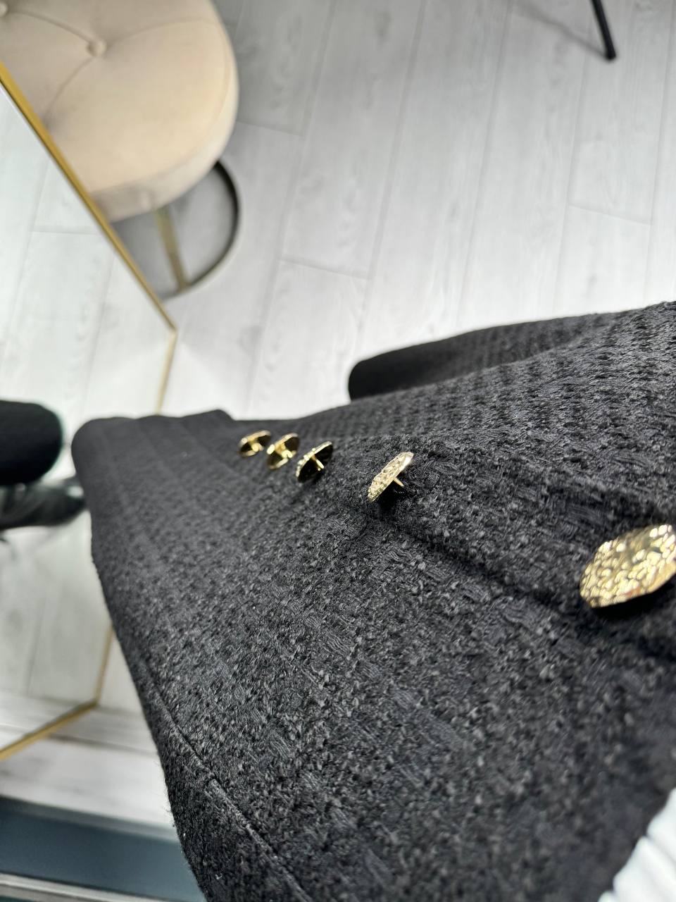 Siyah Premium Kalite Lina Tuvid Takım Etek Ceket