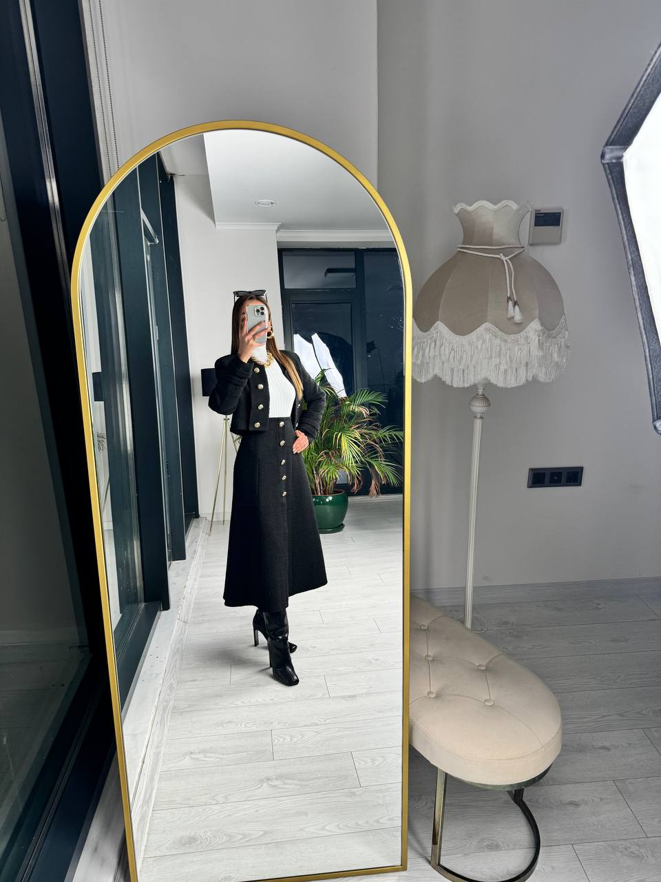 Siyah Premium Kalite Lina Tuvid Takım Etek Ceket