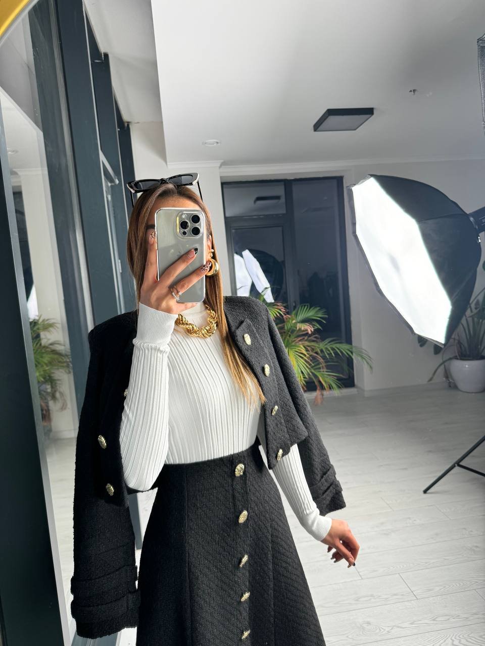 Siyah Premium Kalite Lina Tuvid Takım Etek Ceket