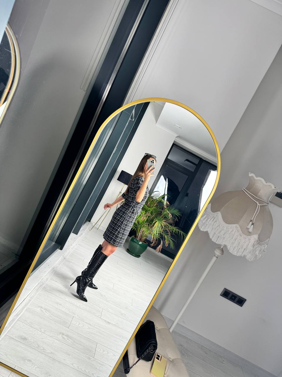 Tuvid%20Chanel%20Kumaş%20Ekose%20Desen%20Elbise