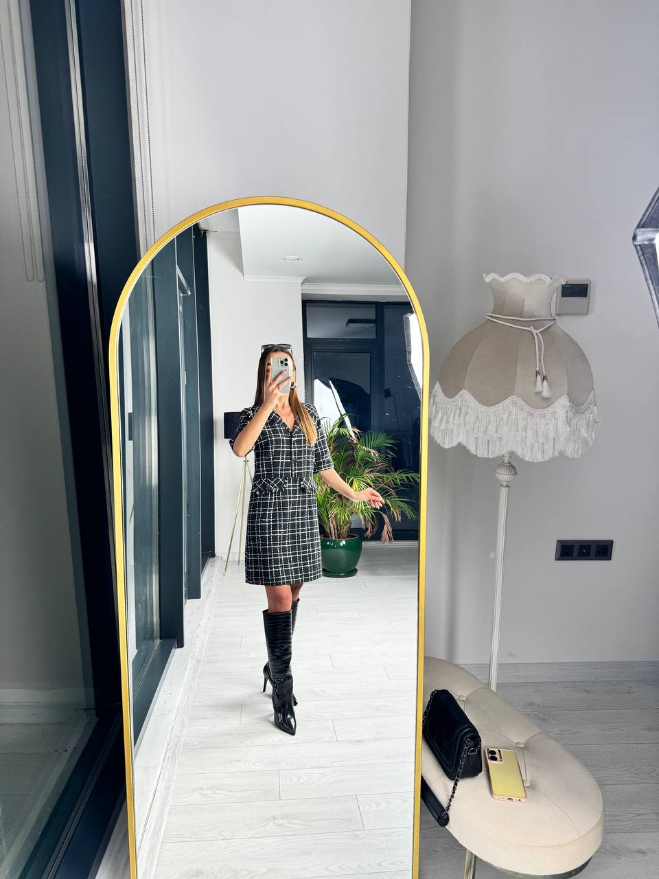 Tuvid%20Chanel%20Kumaş%20Ekose%20Desen%20Elbise