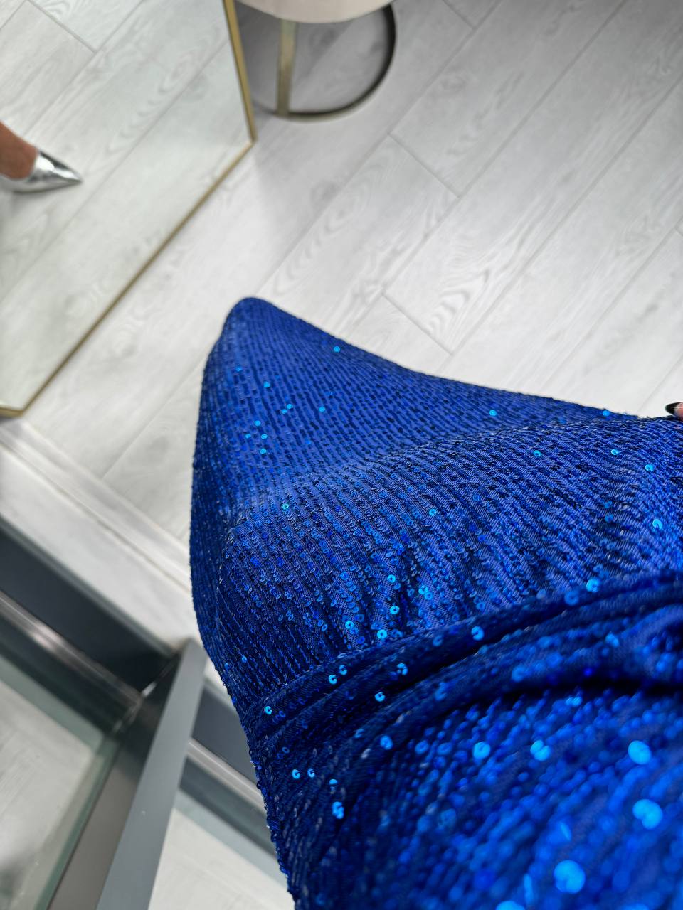 Saks%20Mavi%20Tasarım%20Astarlı%20Zara%20Payet%20Elbise