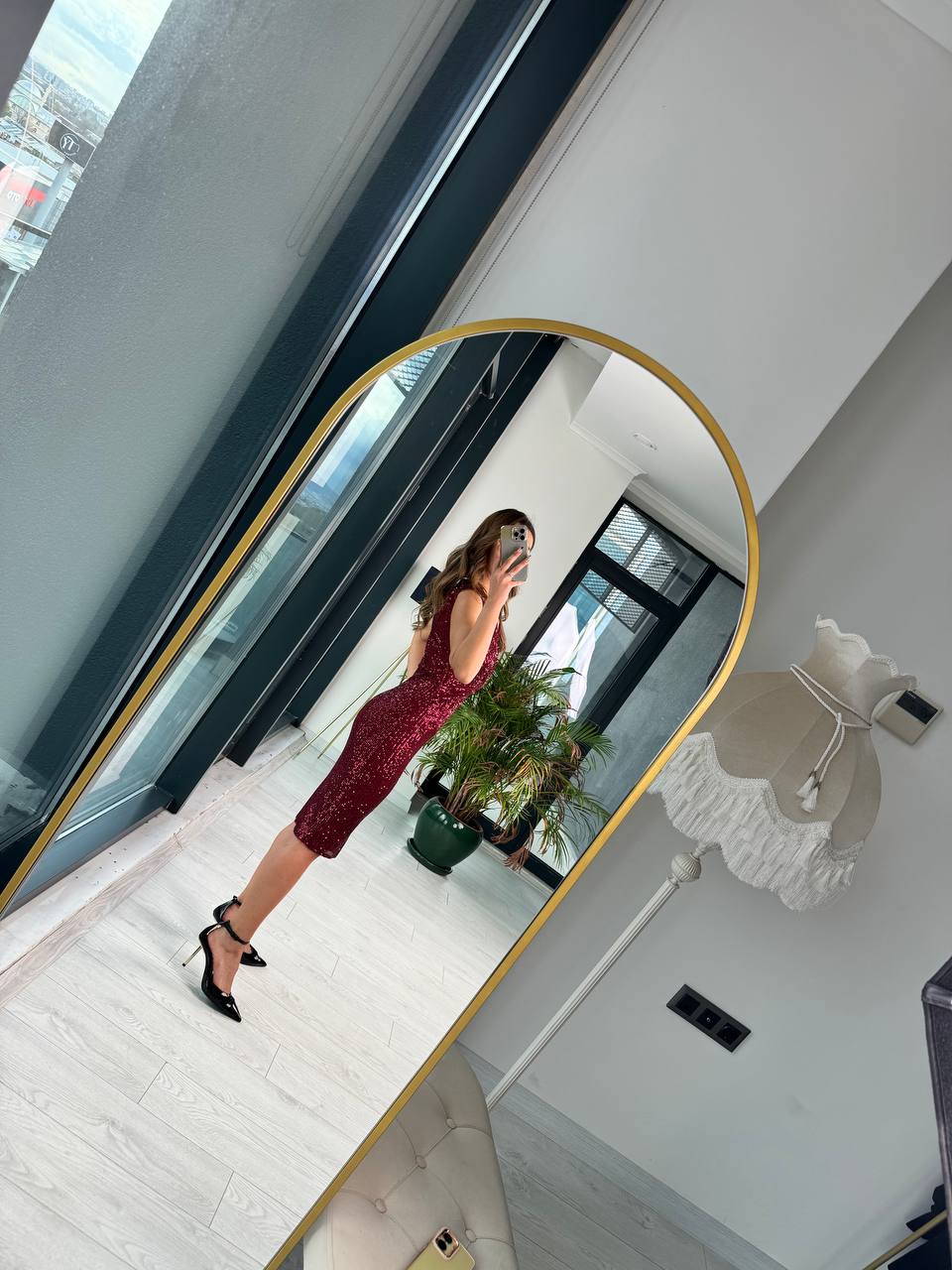 Bordo%20Tasarım%20Astarlı%20Zara%20Payet%20Elbise