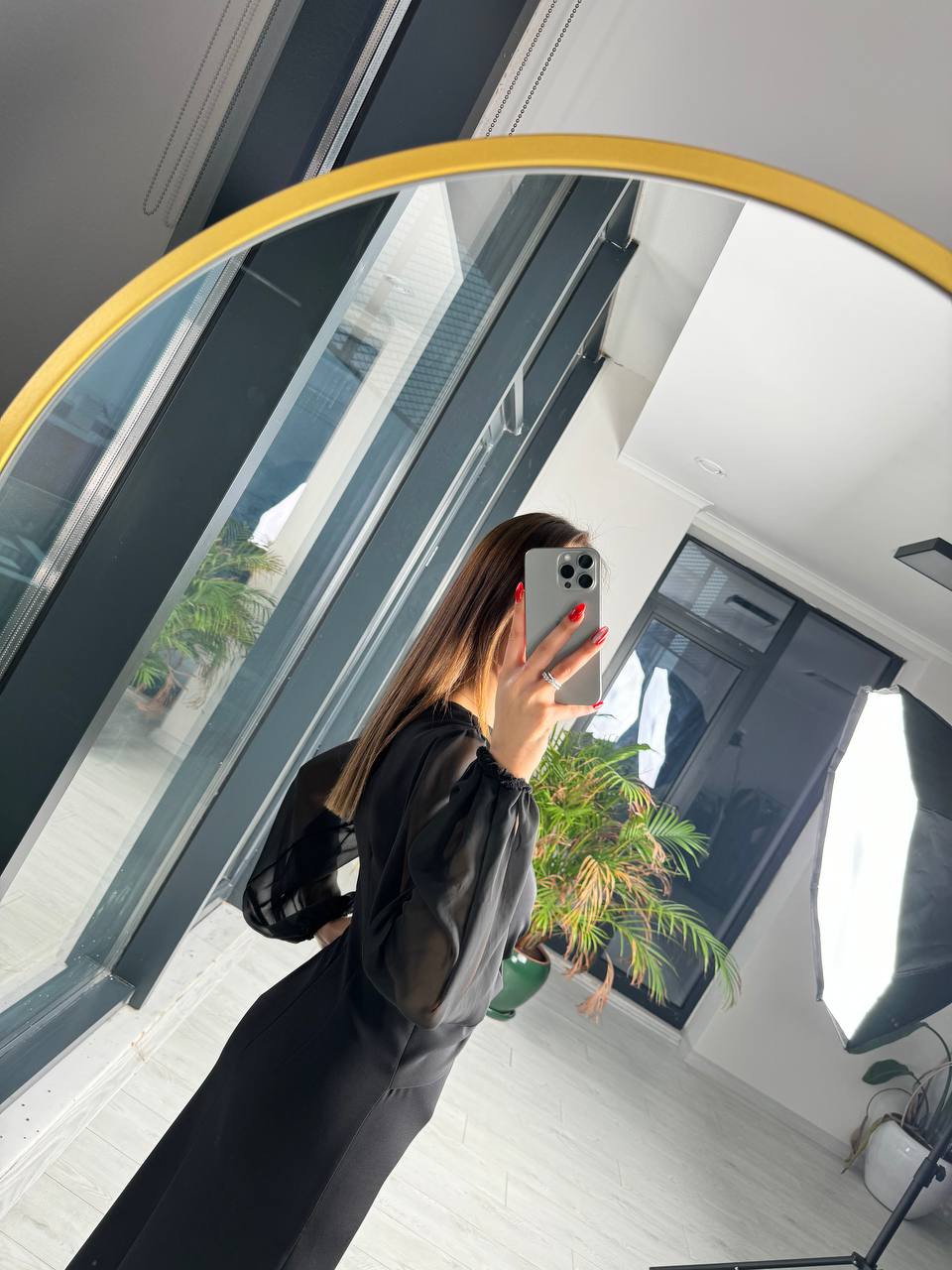Siyah%20Kolları%20şifon%20Duble%20Kumaş%20elbise
