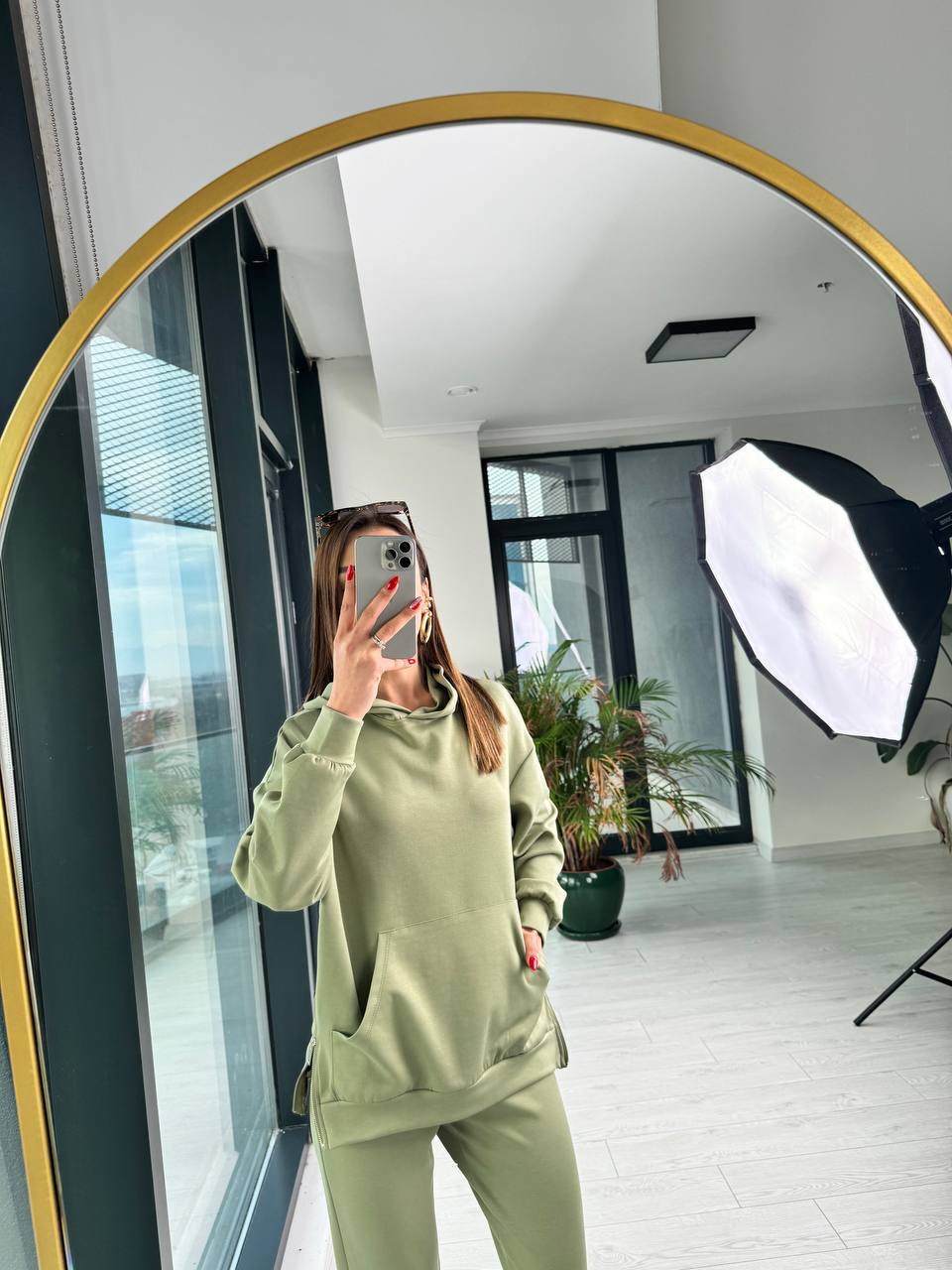 Yeşil%20Modal%20Takım%20Fermuarlı%20Sweat%20Pantolon%20Takım
