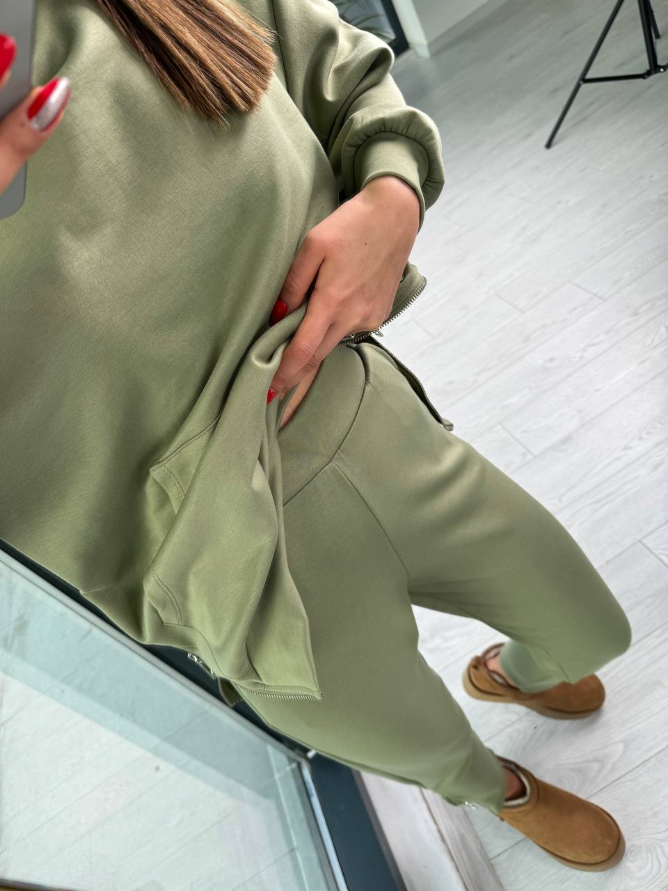 Yeşil%20Modal%20Takım%20Fermuarlı%20Sweat%20Pantolon%20Takım