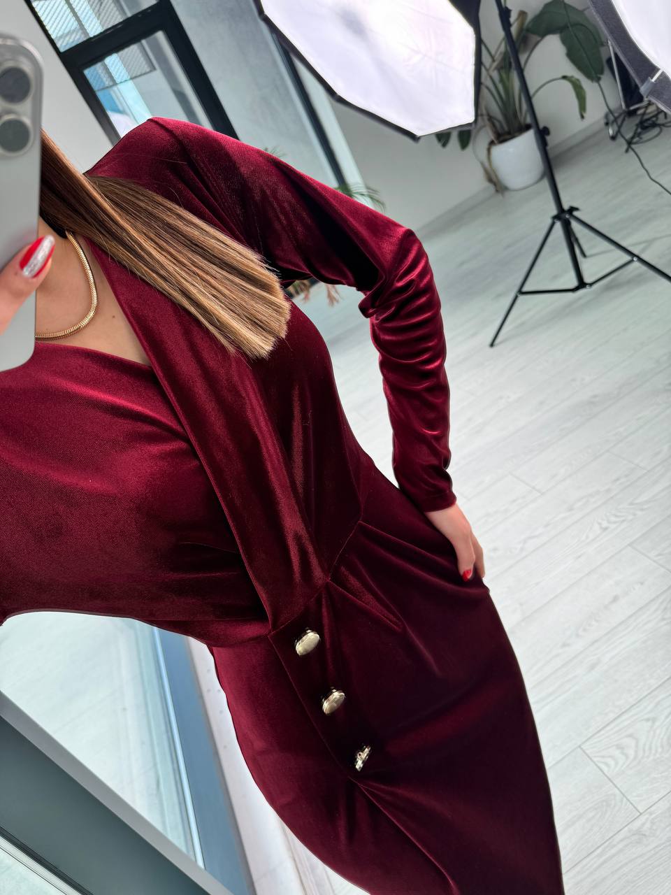 Bordo%20Düğme%20Detaylı%20Kadife%20Ebise