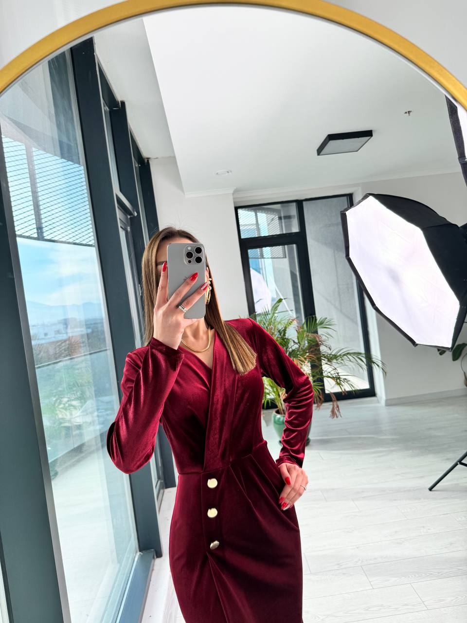 Bordo%20Düğme%20Detaylı%20Kadife%20Ebise