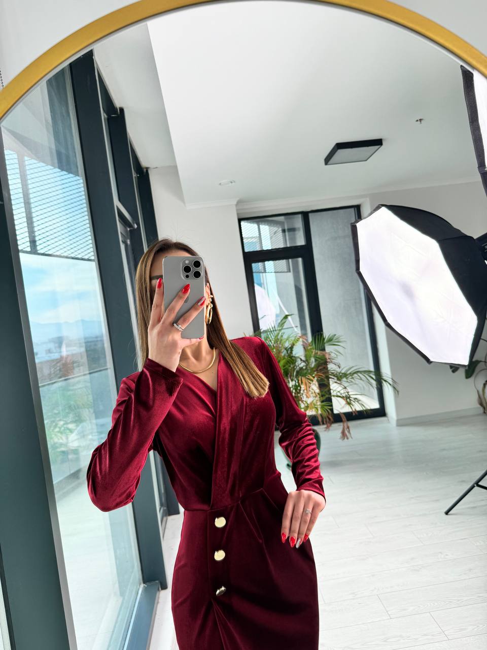 Bordo%20Düğme%20Detaylı%20Kadife%20Ebise