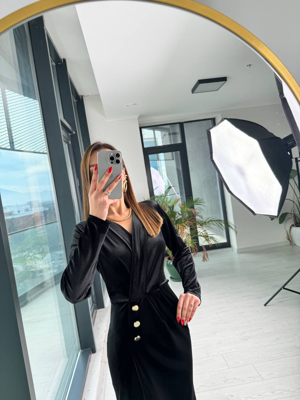 Siyah%20Düğme%20Detaylı%20Kadife%20Ebise
