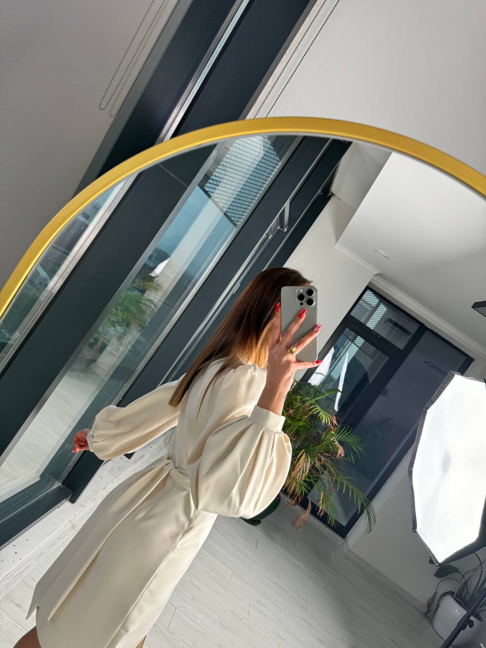 Bej%20Tasarım%20Göğüs%20Pileli%20Double%20Kumaş%20Elbise