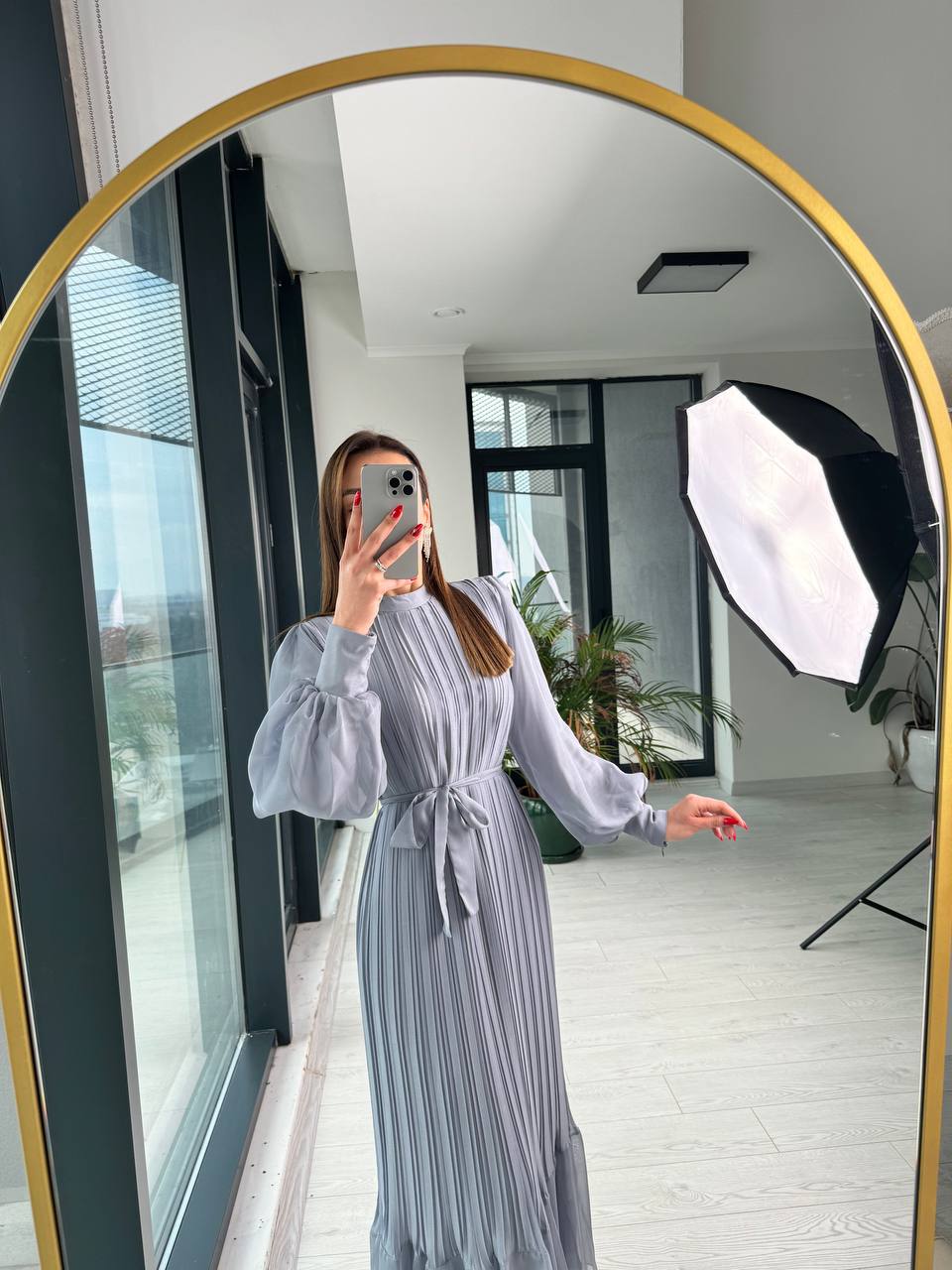 Gri%20Tasarım%20Astarlı%20Belle%20Elbise
