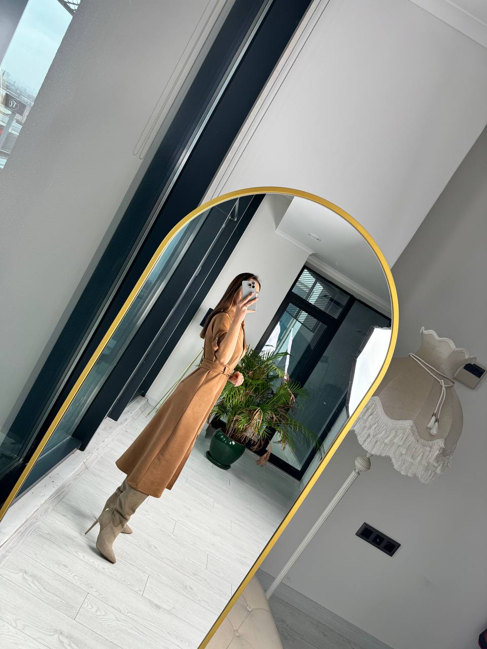 Camel%20Çıtçıtlı%20Nubuk%20Süet%20Çan%20Elbise