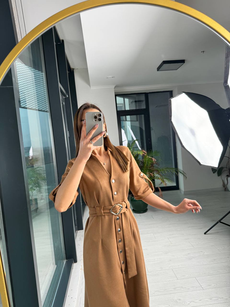 Camel%20Çıtçıtlı%20Nubuk%20Süet%20Çan%20Elbise