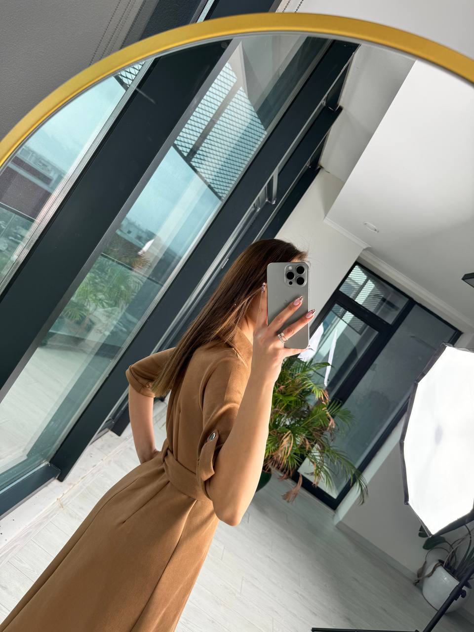 Camel%20Çıtçıtlı%20Nubuk%20Süet%20Çan%20Elbise