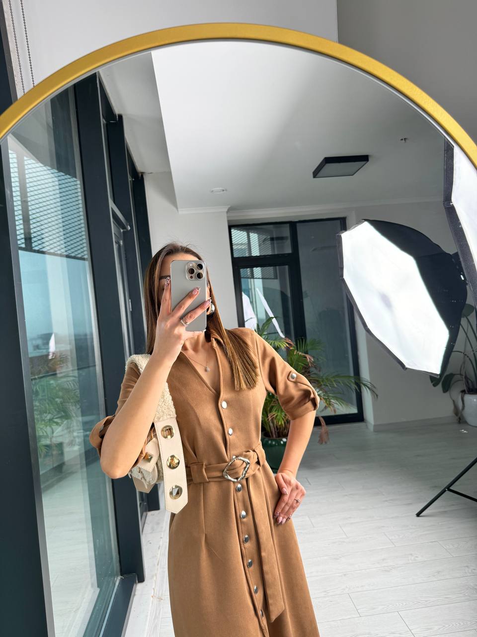 Camel%20Çıtçıtlı%20Nubuk%20Süet%20Çan%20Elbise