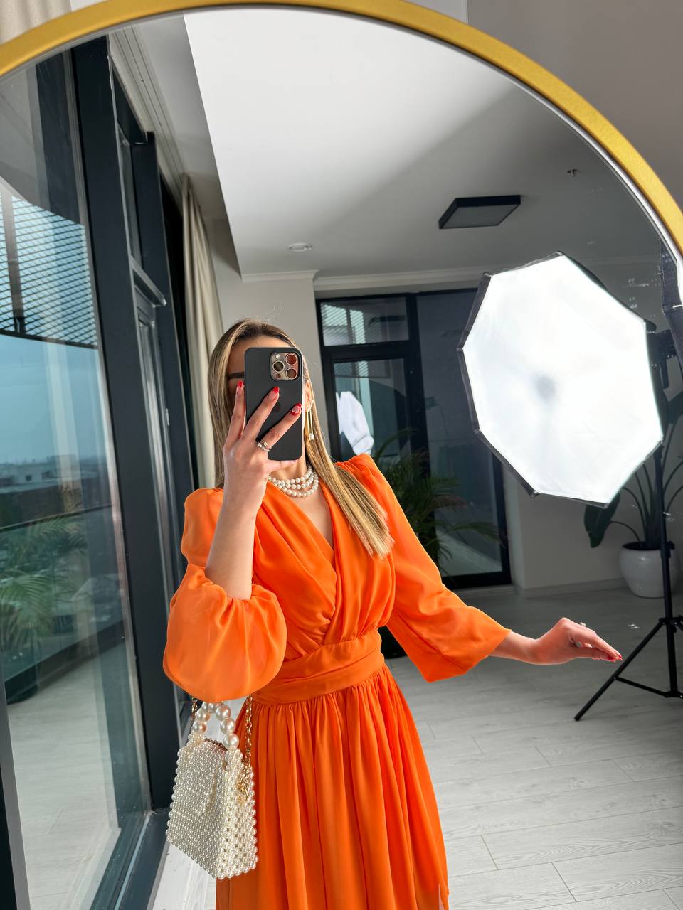 Orange%20Tasarım%20Şifon%20Astarlı%20Mini%20Elbise