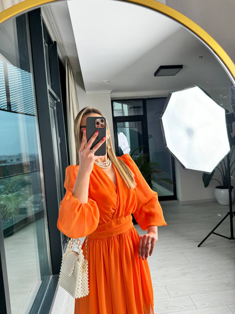 Orange%20Tasarım%20Şifon%20Astarlı%20Mini%20Elbise