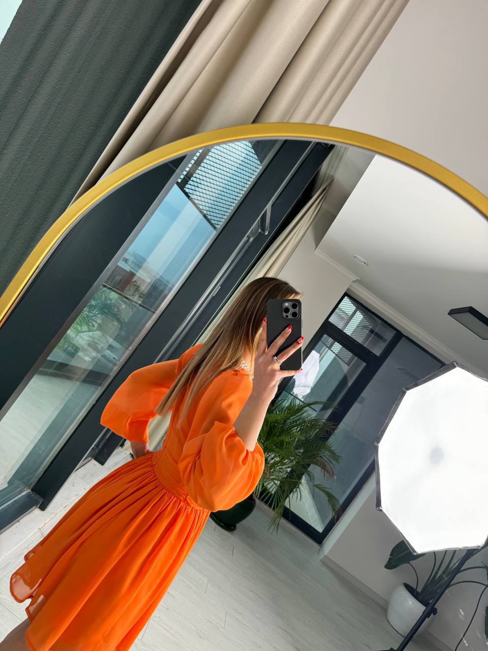 Orange%20Tasarım%20Şifon%20Astarlı%20Mini%20Elbise