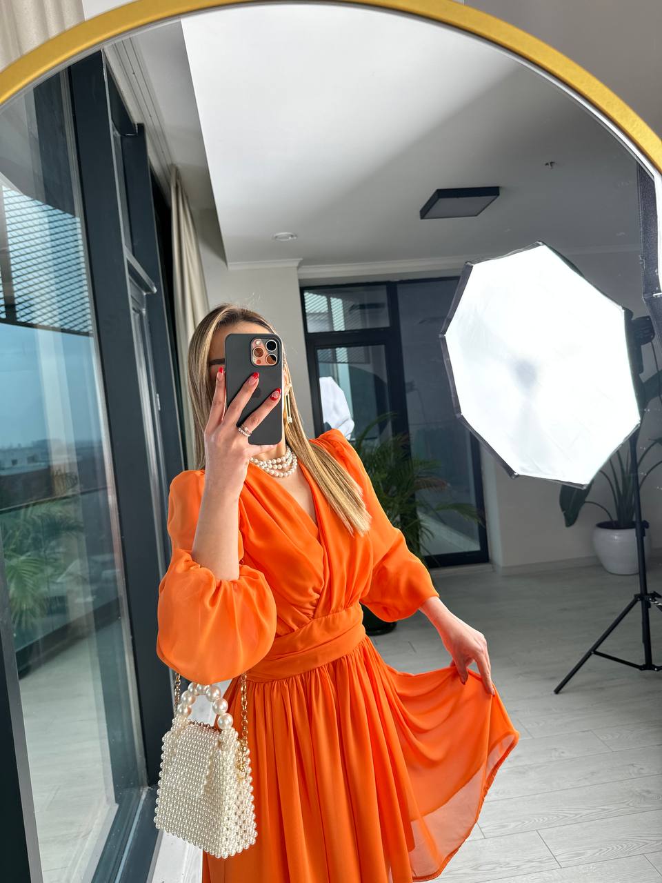 Orange%20Tasarım%20Şifon%20Astarlı%20Mini%20Elbise