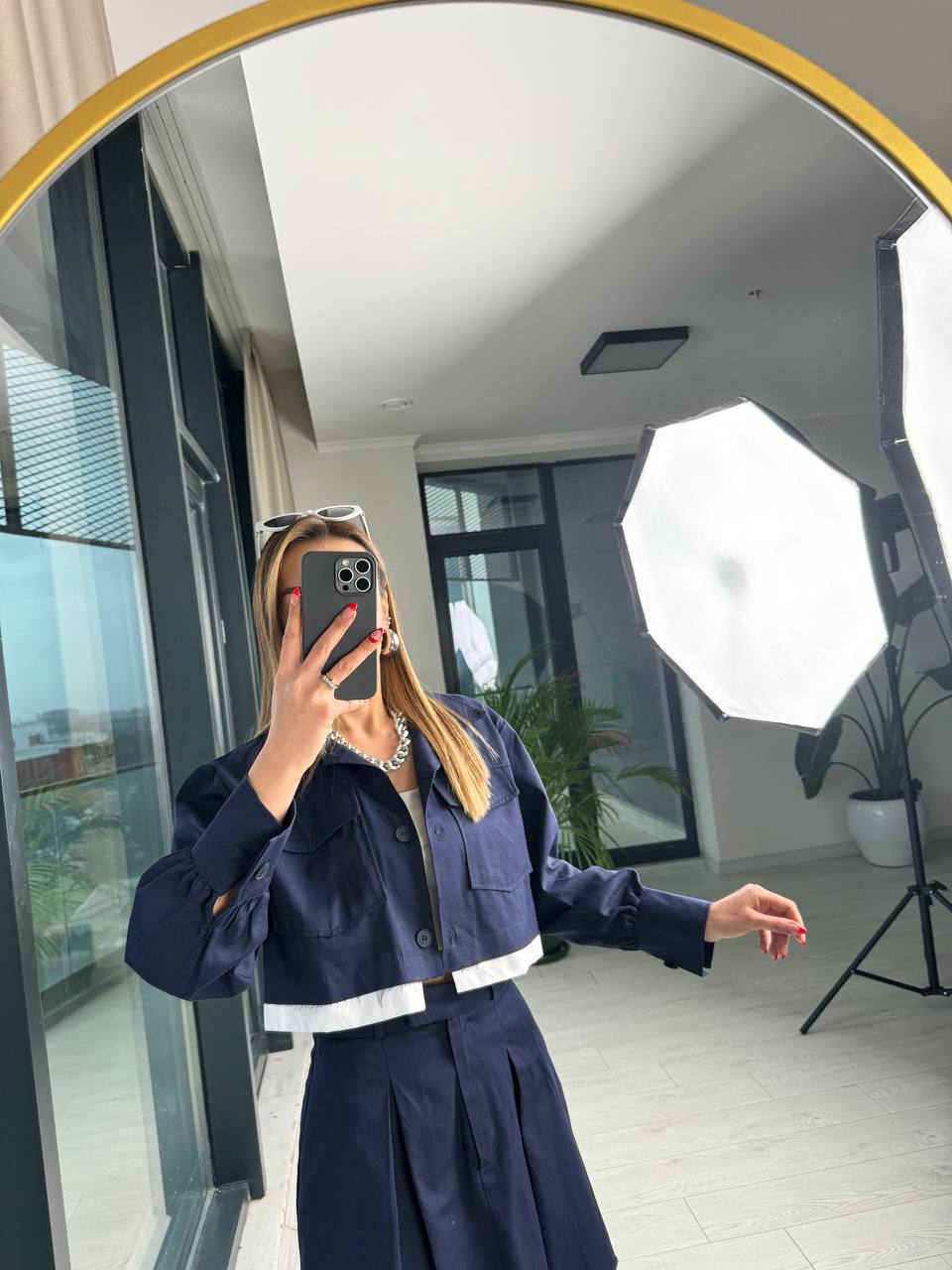 Lacivert%20Premium%20Tok%20Tensel%20Gabardin%20Kumaş%20Etek%20Ceket%20Takım(%100%20pamuk)
