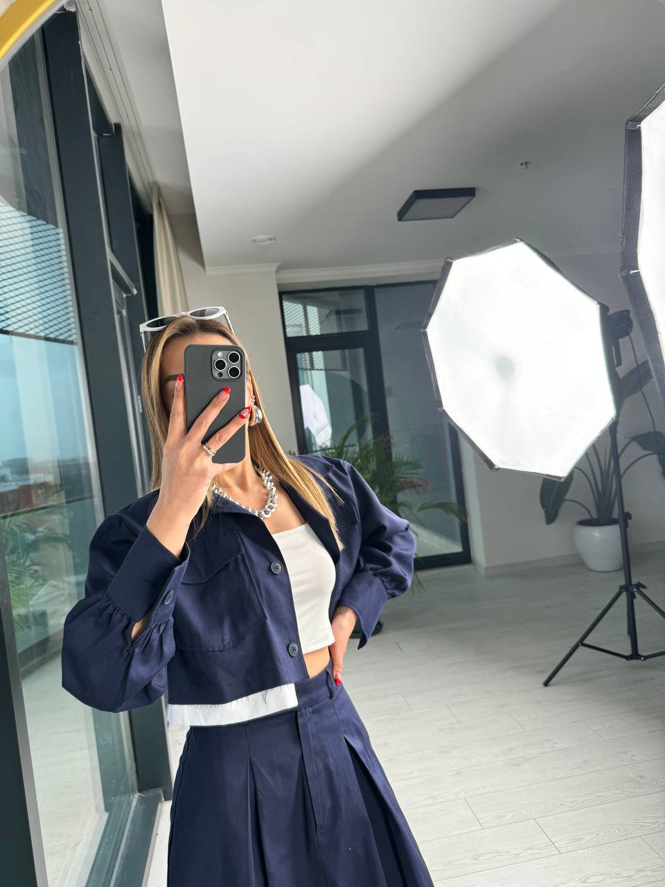 Lacivert%20Premium%20Tok%20Tensel%20Gabardin%20Kumaş%20Etek%20Ceket%20Takım(%100%20pamuk)