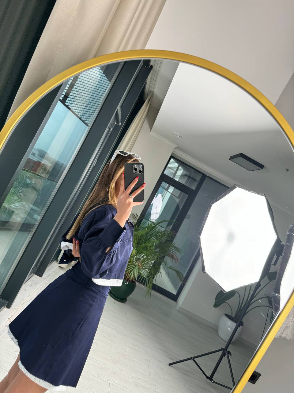 Lacivert%20Premium%20Tok%20Tensel%20Gabardin%20Kumaş%20Etek%20Ceket%20Takım(%100%20pamuk)