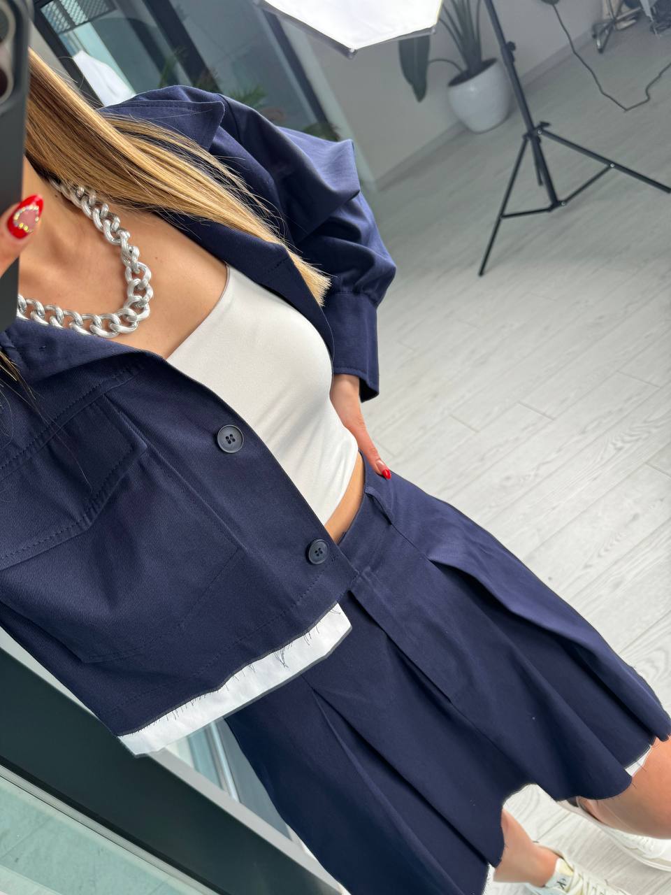 Lacivert%20Premium%20Tok%20Tensel%20Gabardin%20Kumaş%20Etek%20Ceket%20Takım(%100%20pamuk)