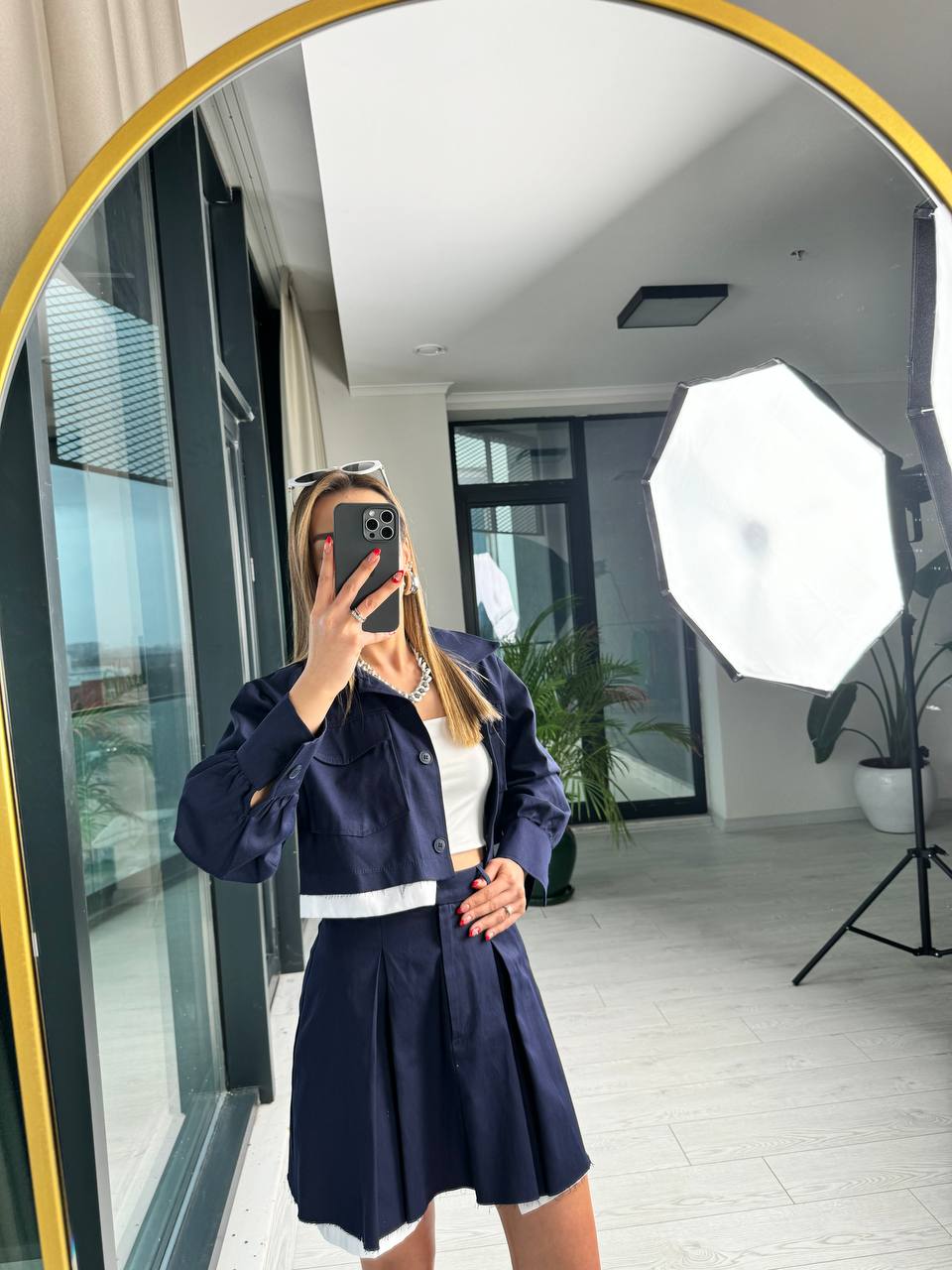 Lacivert%20Premium%20Tok%20Tensel%20Gabardin%20Kumaş%20Etek%20Ceket%20Takım(%100%20pamuk)