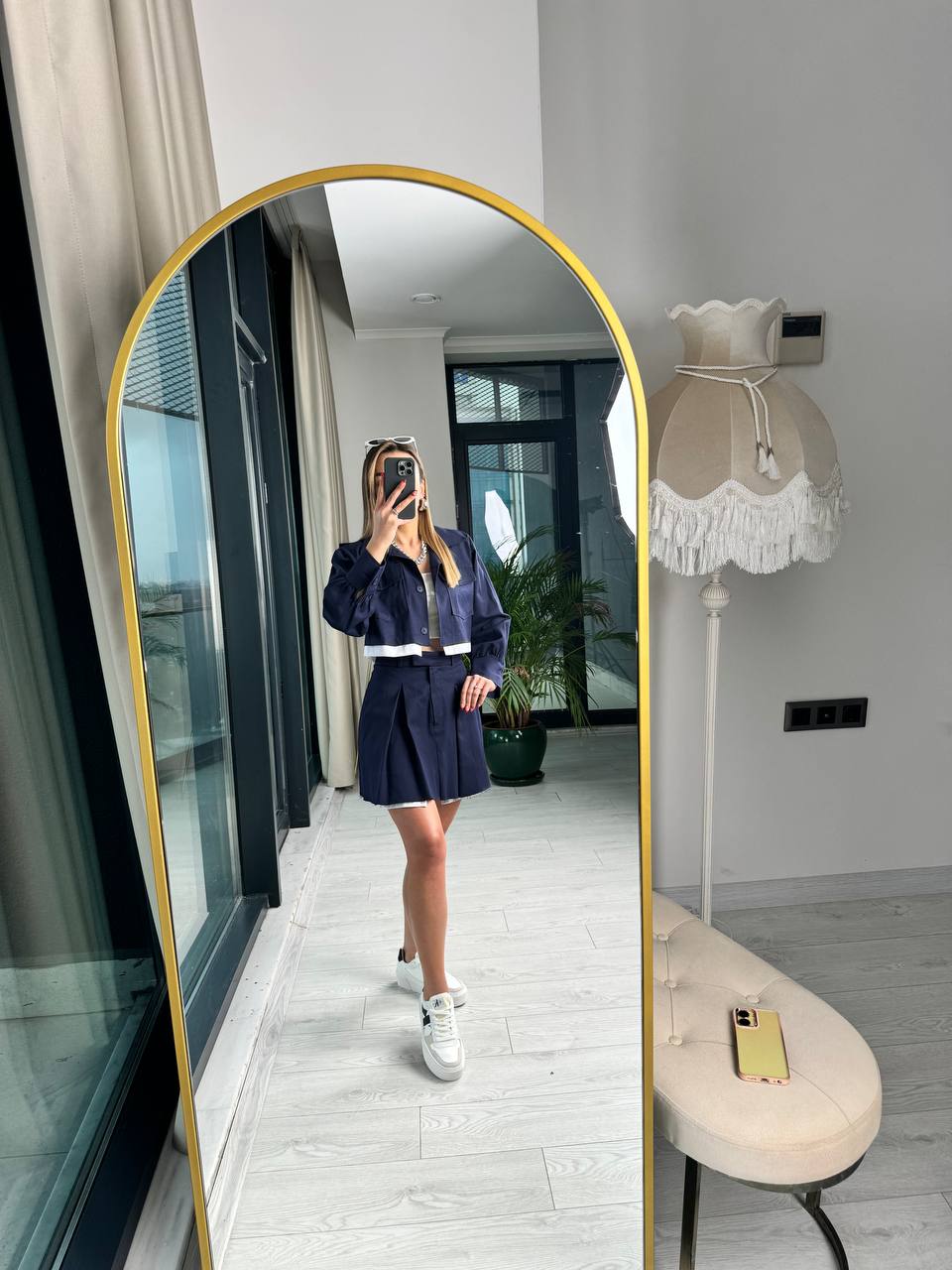 Lacivert%20Premium%20Tok%20Tensel%20Gabardin%20Kumaş%20Etek%20Ceket%20Takım(%100%20pamuk)