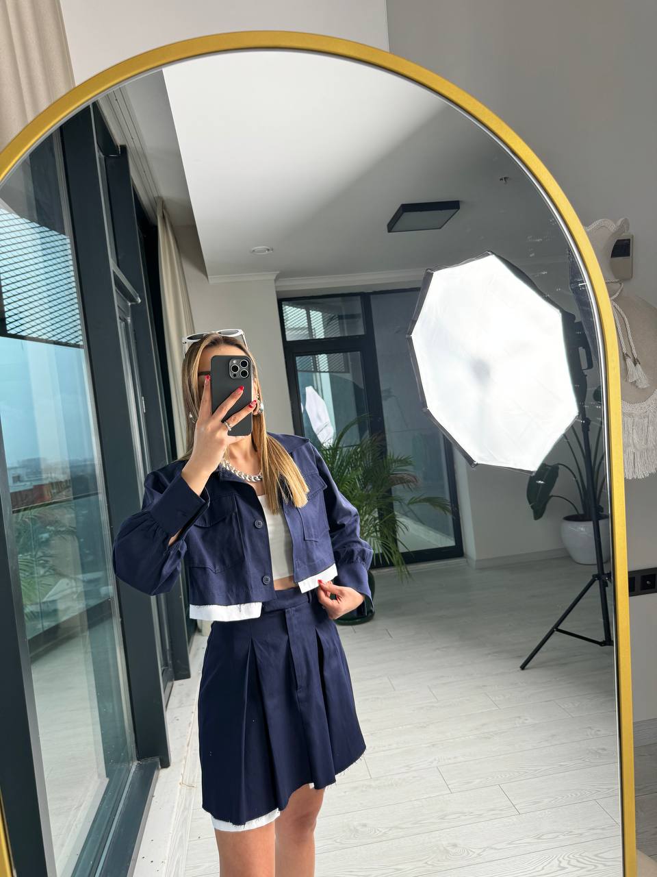 Lacivert%20Premium%20Tok%20Tensel%20Gabardin%20Kumaş%20Etek%20Ceket%20Takım(%100%20pamuk)