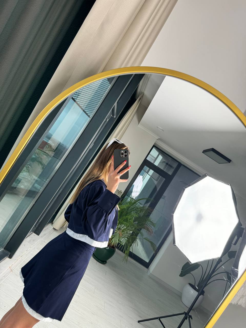 Lacivert%20Premium%20Tok%20Tensel%20Gabardin%20Kumaş%20Etek%20Ceket%20Takım(%100%20pamuk)