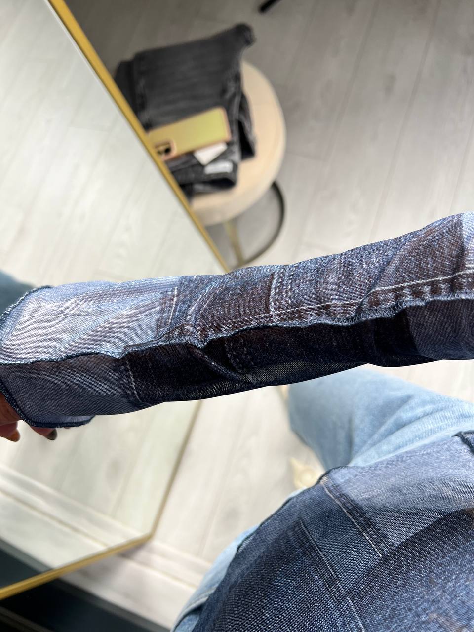 Mavi%20Desenli%20Ekstra%20Body%20Astarlı%20Tül%20Bluz