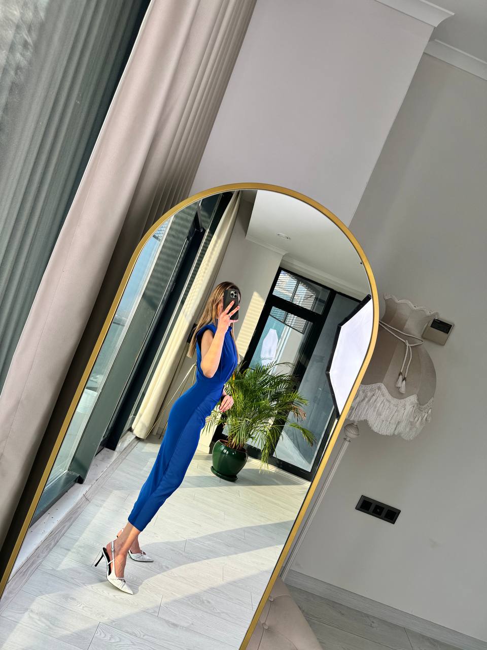 Saks%20Tasarım%20Broş%20Detaylı%20Drapeli%20Krep%20Elbise